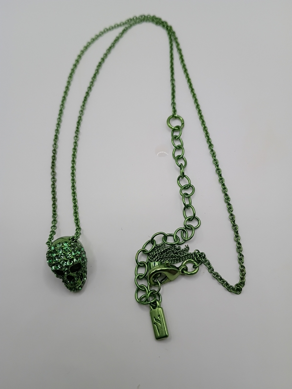 Vera Wang Green Crystal Skull Pendant Necklace